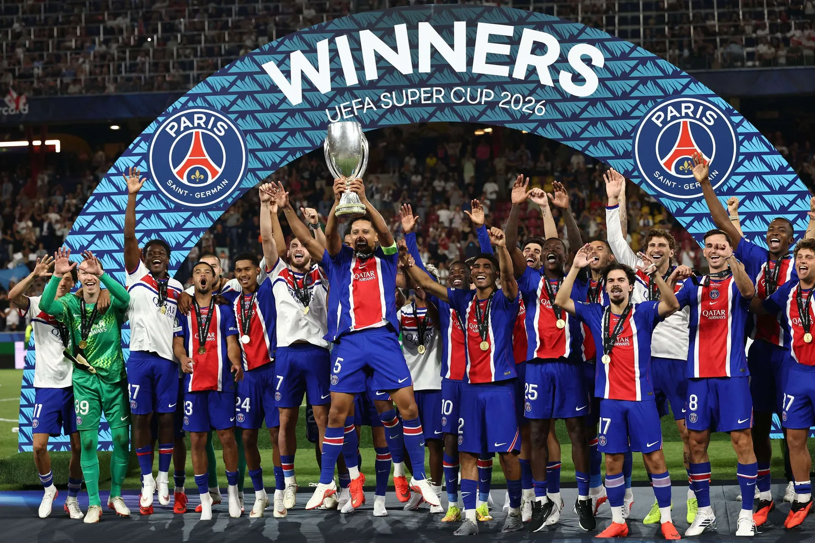 FBL-EUR-SUPERCUP-PSG-ASTON VILLA-TROPHY